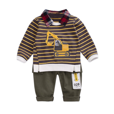 

Cotton Kids Long Sleeve Sweatshirt Blouse Trousers Fashion Pullover Tops Pants Outfits Infant Toddler Baby Boys Sets