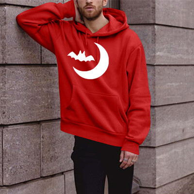 

Toponeto Mens Fashion Winter Solid Printed Long-sleeved Hooded SweatShirt Halloween Tops