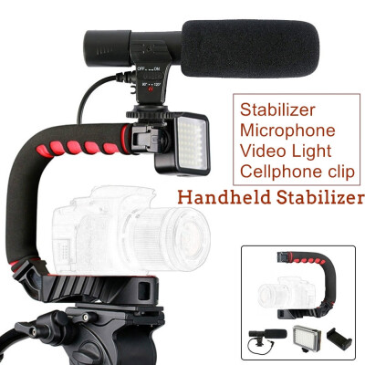 

2020 NEW Handheld Camera Video Stabilizer Set Camera Bracket Holder Triple Shoe Mount With Video Light Mic for Cameras&Phone