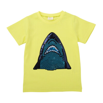 

Summer Baby Boy Clothes Short Sleeve T-Shirts For Kids Cartoon Sequins Pattern Girls Tops Tees Shirts Casual Blouse Kids Clothes