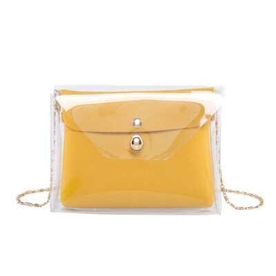 

2PcsSet Women Square Transparent Chain Crossbody Shoulder Bag Purse Clutches