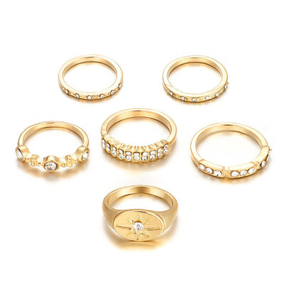 

Fashion Multi Piece Women Finger Ring Sets 2019 Sweet Crystal Water Drop Bohemia Charm Ring Sets For Women Party Jewelry Gift