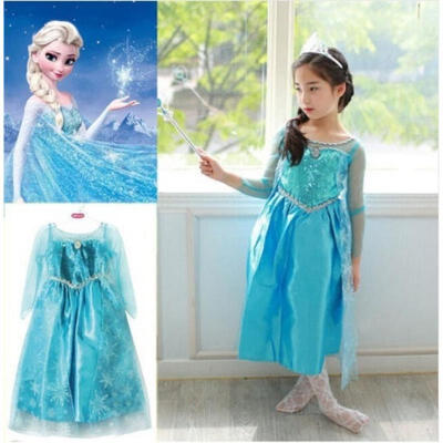 

Girls Princess Anna Elsa Cosplay Costume Kid´s Party Dress Dresses SZ7-8Y