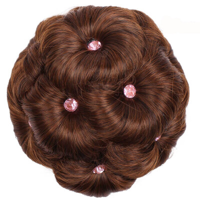 

〖Follure〗Female Wig Hair Ring Curly Bride Makeup Diamond Bun Flowers Chignon Hairpiece