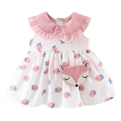 

Summer Baby Girl Casual Tutu Dress Toddler Strawberry Pattern Sleeveless Cotton Dresses Outfits With Bag 3-42M