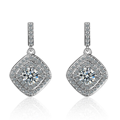 

Solid Crystal Rhinestone Filled Square Stud Earrings