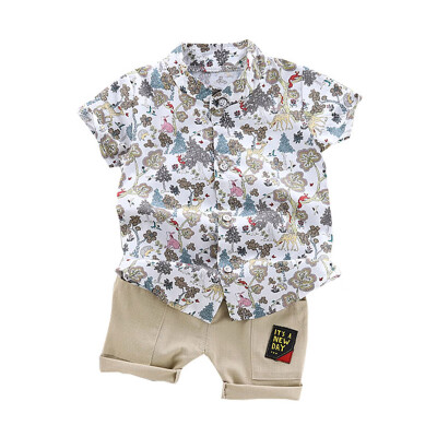 

Summer Fashion Children Clothing Baby Boys Clothes Casual Short Sleeve Animal Print T-shirt TopsShorts Costume Set