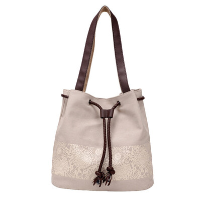 

Fashion Women Ethnic Print Shoulder Bag Large Capacity Drawstring Tote Handbag