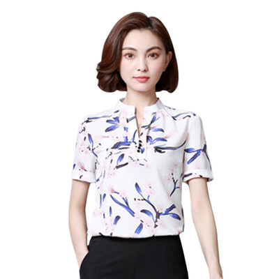 

Womens Floral Print Shirt Fashion V-Neck Blouse Female Fashion Shirt
