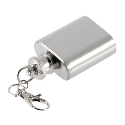 

Portable 1oz Mini Stainless Steel Hip Flask Alcohol Flagon with Keychain Wine Pot