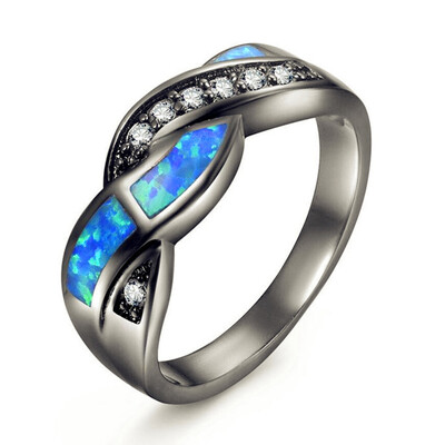 

Size 6-10 Domineering Black Australian Fire Opal Ring Wedding Engagement Anniversary Christmas Gifts Statement