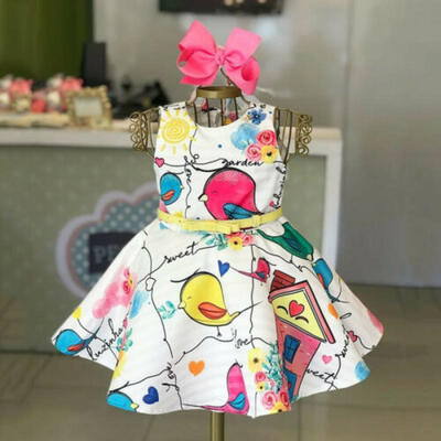 

Toddler Kid Baby Girl Carton Bird Dress Princess Party Pageant Dresses Sundress