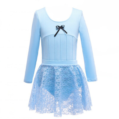 

Children Girls Dance dress Long Sleeves Cotton Lace Decoration Dance Practicing Skirt Two-piece Set Gymnastics Clothes body suit