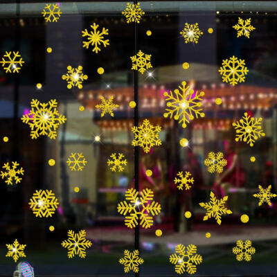 

Christmas Snowflakes Wall Stickers Glitter Window Door Glass Decal Bedroom Home Decor Removable Living Wall Stickers