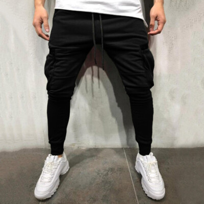 

Tailored Fashion Mens Slim Pure Color Pocket Bandage Casual Sweatpants Drawstring Pant