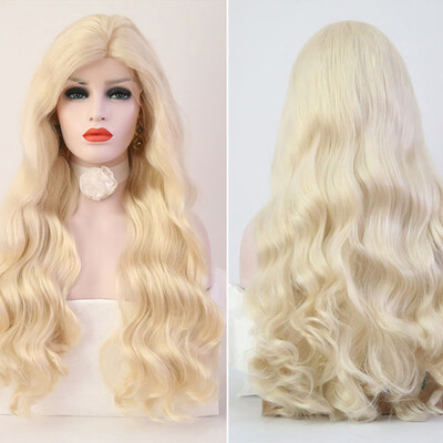 

〖Follure〗Womens Fashion Front Lace Wig Gold Synthetic Hair Long Wigs Wave Curly Wig