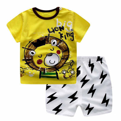 

2pcsset Children clothing cartoon T-shirt shorts baby boys suit set Kids short sleeve cotton 3M-3T