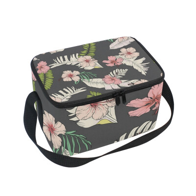 

ALAZA Lunch Box Insulated Lunch Bag Large Cooler Tote Bag Flowers And Leaves for Men Women Girls Boys