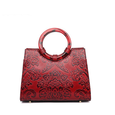 

SUWERER 2019 New women genuine leather bags fashion Retro Embossing Flowers handbag cowhide luxury handbags women bags designer