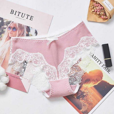 

Japanese Style New Sexy Lace Transparent Hollow Briefs Fashion Sweet Bow Decoration Women Panties