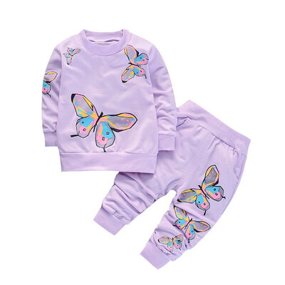

Spring Girl Clothes Set Cartoon Butterfly SweaterShirt Pants Fashion Baby Girl Clothes Set Children Clothing 2019 New