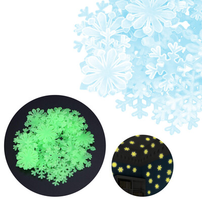 

Gobestart 100PC Kids Bedroom Fluorescent Glow In The Dark Snowflake Wall Stickers