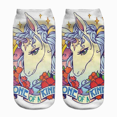 

Lovely Unicorn Print 3D Cotton Short Socks Boat Casual Cartoons Kawaii Ankle Female Cute Art Women Sock Girl Gifts Accessories