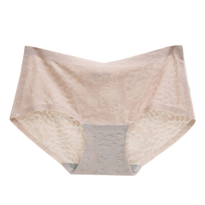 

Ice Silk Women Panties Seamless Comfortable Sexy Mid-Waist Underpants Jacquard Pressure Side Ladies Briefs