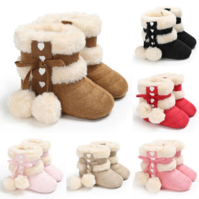 

Newborn Baby Girl Toddler Fur Snow Boots Soft Sole Crib Shoes Booties Prewalker