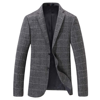 

Toponeto Mens Solid Color Plaid New Style Long Sleeve Casual Suit Slim Fit Coat