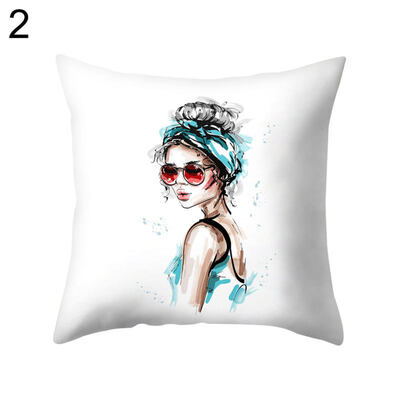 

Fashion Cool Girl Lady Pillow Case Cushion Cover Sofa Bed Car Cafe Office Decor