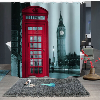 

Gobestart Popular Waterproof Shower Curtain With 12 Hooks Printed Bathroom 180x180cm