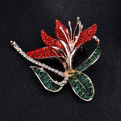 

Red Daffodil Flower Elegant full crystal Brooch Pins for Women Wedding Jewelry
