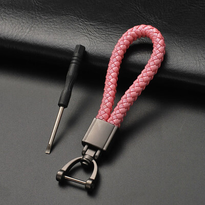 

Camping Equipment Hand Woven Leather Car KeyChain 360 Degree Rotating Horseshoe Buckle Jewelry Key Rings Holder