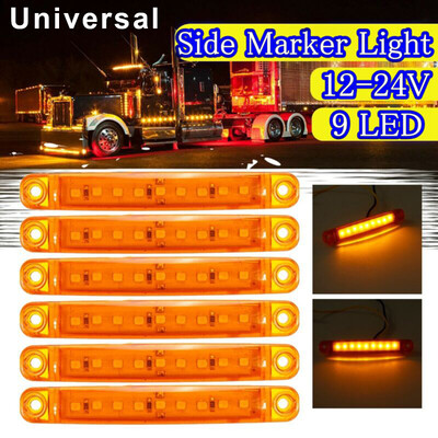 

6pcs LED Yellow Side Marker Light Lamp Car Auto Truck Trailer Universal 12-24V