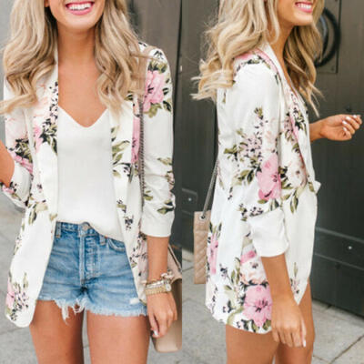 

Womens Floral Casual Blazer Suit Work Jacket Slim Coat Outerwear Warm Winter UK