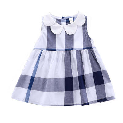 

Girl dress Summer Casual Baby Girls Plaid Print Dress Cotton Kids Toddler Sleeveless