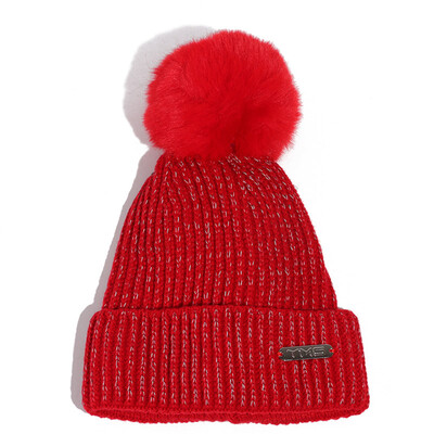 

Ladies autumn&winter new knitted hat Korean version of the stylish sweet wool hat plus velvet warm hair ball cover hat tide
