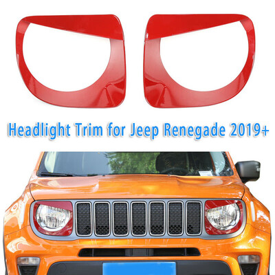 

2pcs For Jeep Renegade 19 Front Lamp Headlight Angry Eyes Sticker Trim Cover Red