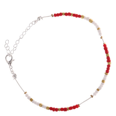 

Summer Holiday Beach Gold Chain Beads Turquoise Anklet Womans Jewelry