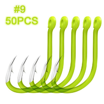 

50pcs Luminous Fishing Hooks Carbon Steel Glow In Night Fishing Hooks
