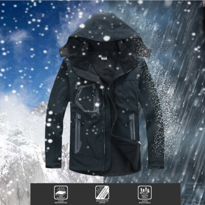 

Toponeto Men Winter Hooded Softshell Windproof Waterproof Soft Coat Shell Jacket