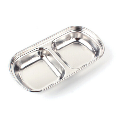 

NEW Stainless Steel Divided Seasoning Dish Snack Dinner Plate Dip Sauce Tray