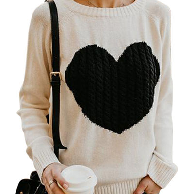 

Winter Womens Long-sleeve Love Sweater Knitted Pullover Female Soft Warm Autumn Casual Sweater