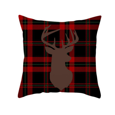 

177in Double-sided Decorative Christmas Theme Checked Throw Pillow Case Red Green Black Plaid Cushion Cover for Sofa Car Home