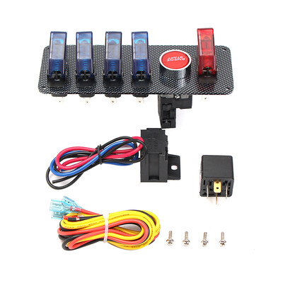 

12V 6 In 1 Racing Car LED Toggle Ignition Switch Panel Power Engine Start Push Button Set