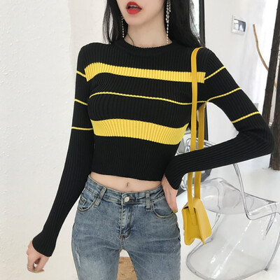 

Autumn Winter Knitted Sweater Women Slim Long-Sleeve Bottomming Tops Knitwear Korean Basic Pull Femme