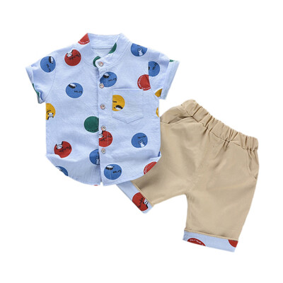 

Kids Boy Shirt Sets Summer Short Sleeve Cartoon Print Tops Blouse T-shirtShorts Casual Outfits Sets