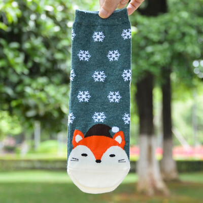 

1Pair Womens Socks Warm Santa Claus Snowflake Christmas Cotton Socks Cosy Female Cute Animal Printed Hosiery