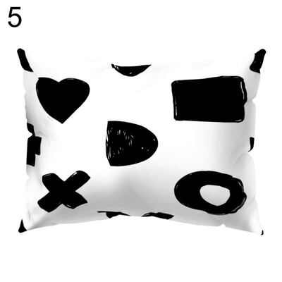 

Black White Heart Circle Throw Pillow Case Cushion Cover Sofa Bedding Articles